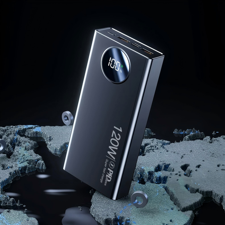 120W Fast-Charging PVC Power Bank 20000mAh Ultra-High Capacity Ultra-Slim Digital Display Mobile Power Supply Gift Custom Logo gallery image