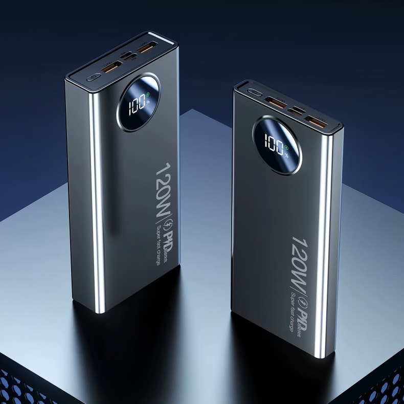 120W Fast-Charging PVC Power Bank 20000mAh Ultra-High Capacity Ultra-Slim Digital Display Mobile Power Supply Gift Custom Logo gallery image