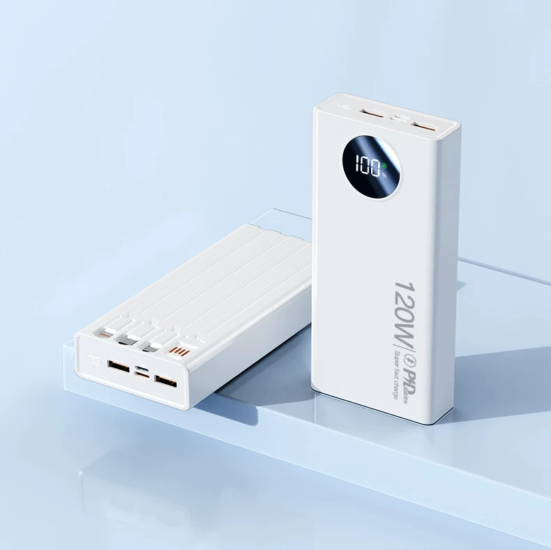 120W Fast-Charging PVC Power Bank 20000mAh Ultra-High Capacity Ultra-Slim Digital Display Mobile Power Supply Gift Custom Logo gallery image