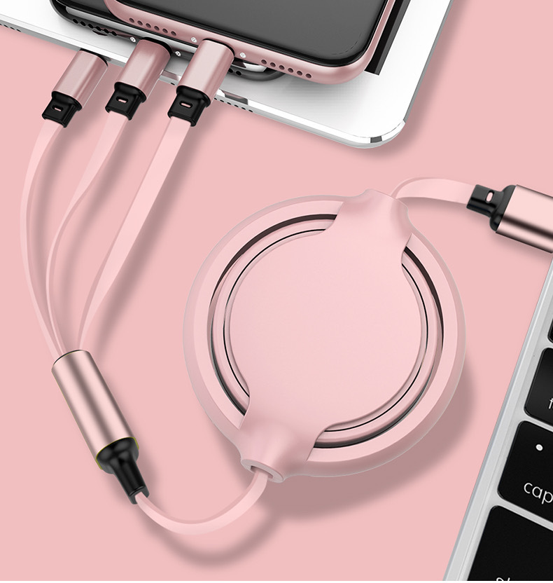 3 in 1 Cheap Data Cable with High Quality, Retractable Snake Year Gift, Customized Pattern, Car One to Three Fast gallery image