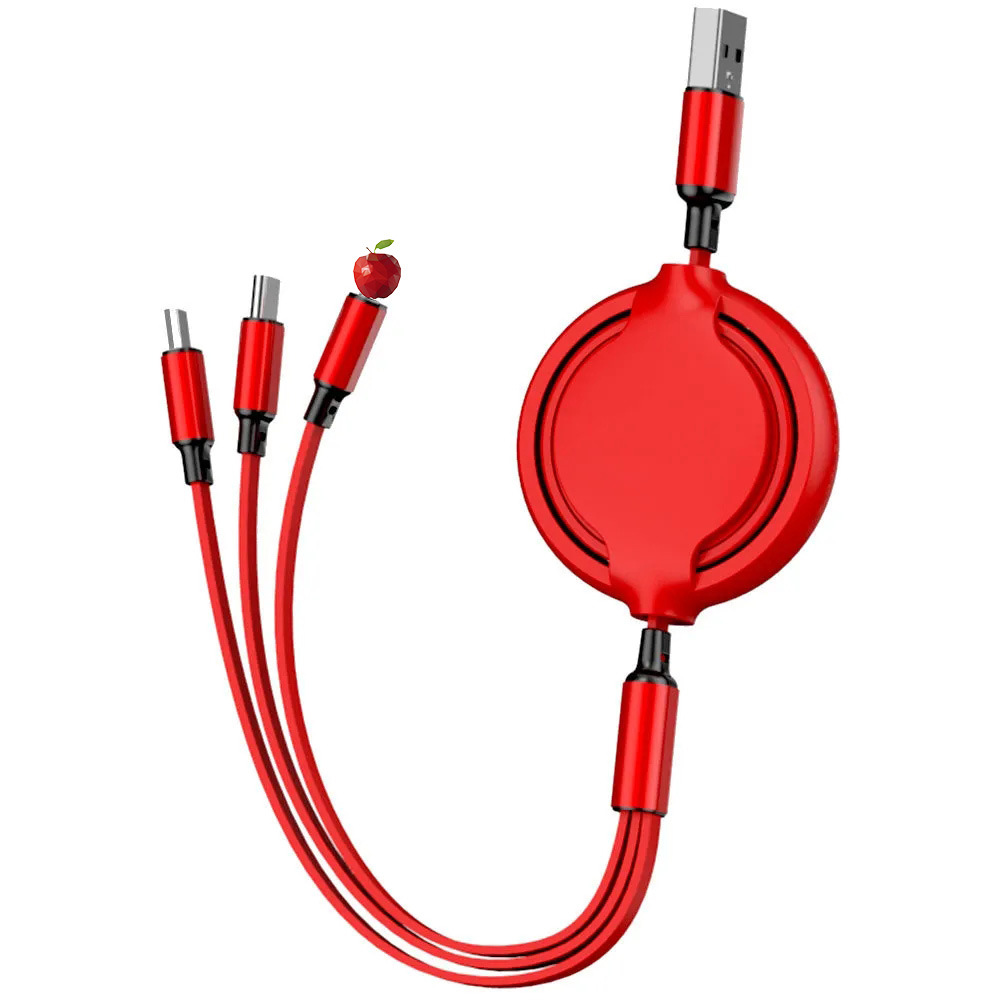 3 in 1 Cheap Data Cable with High Quality, Retractable Snake Year Gift, Customized Pattern, Car One to Three Fast gallery image