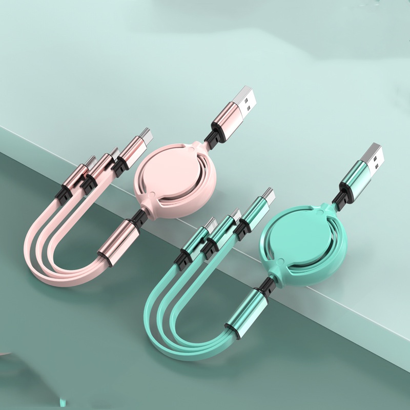 3 in 1 Cheap Data Cable with High Quality, Retractable Snake Year Gift, Customized Pattern, Car One to Three Fast gallery image