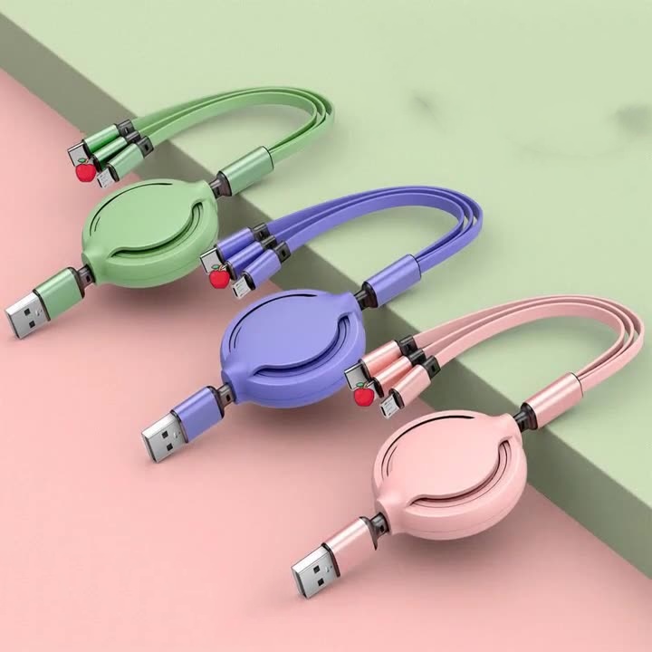 3 in 1 Cheap Data Cable with High Quality, Retractable Snake Year Gift, Customized Pattern, Car One to Three Fast gallery image