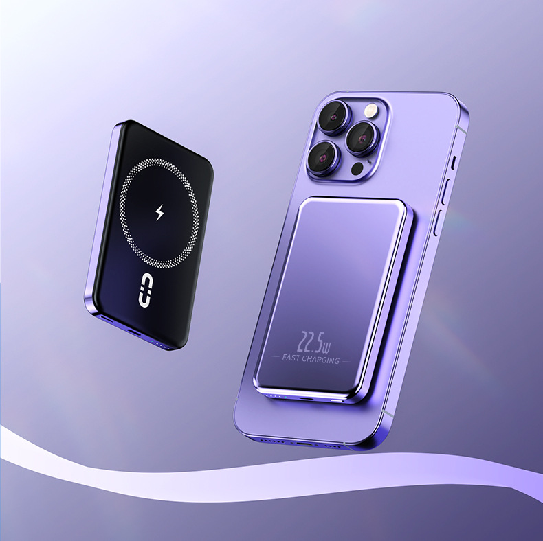 Aluminum Slim Magnet 10000 Powerbanks 5000 Mah External Battery 10000mah Portable Magnetic Wireless Power Bank for Phone Charger gallery image
