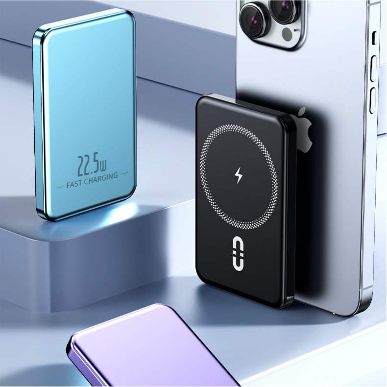 Aluminum Slim Magnet 10000 Powerbanks 5000 Mah External Battery 10000mah Portable Magnetic Wireless Power Bank for Phone Charger gallery image