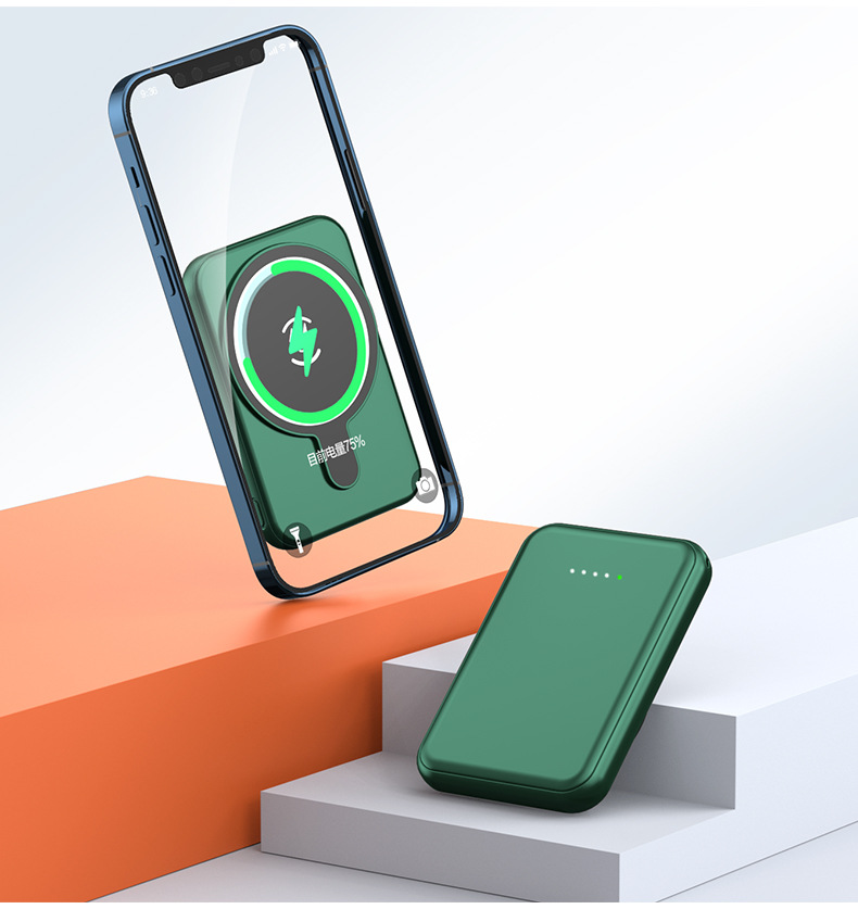 Hot Sale Newest Mini Portable Charger 5000mah Powerbank Magnetic Wireless Charging Power Bank gallery image
