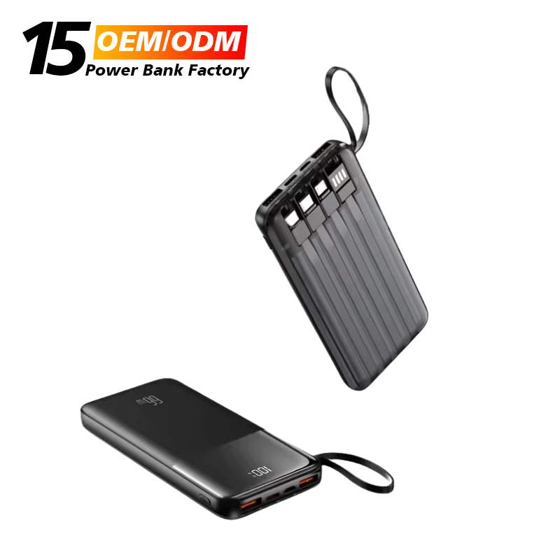 New Hot PD20W QC3.0 Fast Charging Mobile Charger 4 in 1 Built-in Cable 10000mAh Power Bank for Phone
