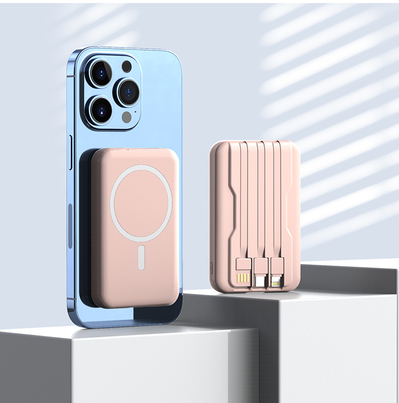 PD 22.5W Portable Powerbank 10000mAh With Built in 3 Cable Magnetic 15W Wireless Charge Digital Display Power Bank for Phone gallery image