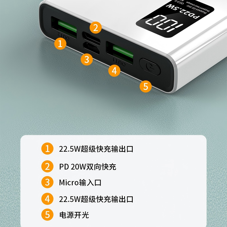 Power bank, ultra-thin design with a massive 20000mAh capacity, perfect as a gift or for customization gallery image