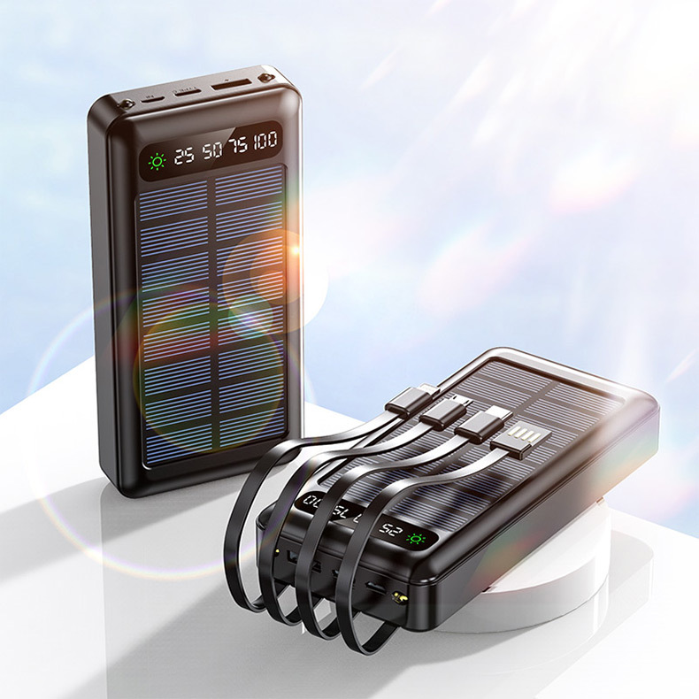 Solar Charger Power Bank,Power Bank 30000 Wireless Portable Charger with USB-C in/Output,QC3.0 Fast Charging 15W 4 Ports Outdoor Battery Pack Built-in Dual LED gallery image