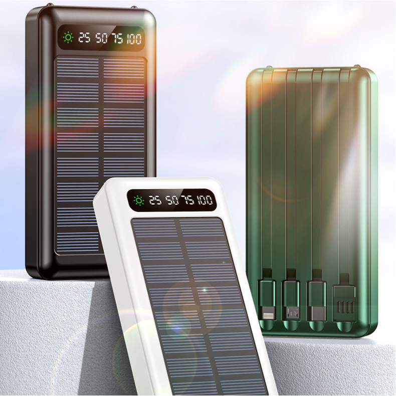 Solar Charger Power Bank,Power Bank 30000 Wireless Portable Charger with USB-C in/Output,QC3.0 Fast Charging 15W 4 Ports Outdoor Battery Pack Built-in Dual LED gallery image