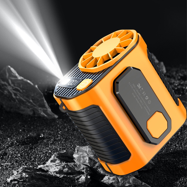 Factory Hot Sale Portable Outdoor Rechargeable Hanging Waist Mini Fan 4000mAh LED Exquisite Gift Box Strong Consumer Electronics gallery image