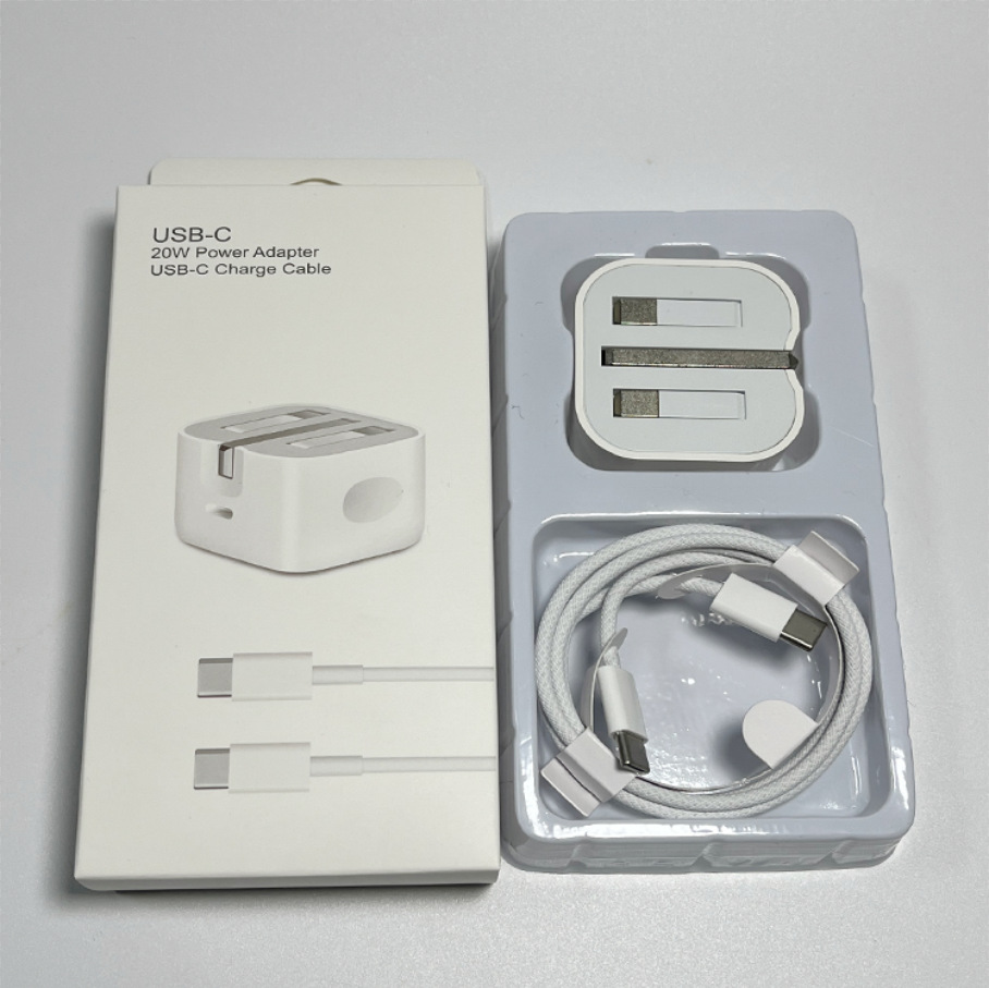 Hot Sale! 2-piece Type-C charger set, fast shipping, wall-mounted USB charger 20W, equipped with C to C cable, suitable for charging mobile devices gallery image