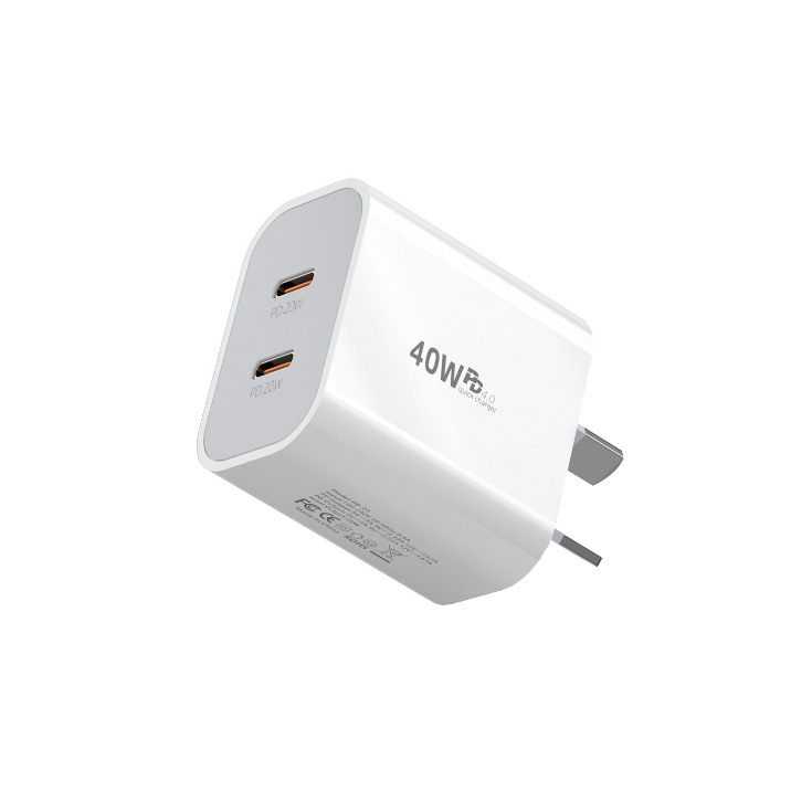 Hot Sale 40W Fast PD Charger 2 Type-C 2 USB Ports OCP Protection QC3.0 for UL Certified EU AU US UK Plugs gallery image